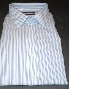 Hart Schaffner Marx Shirt 100% Pima Cotton Long Sleeve Men's Size 18 / 35 Stripe